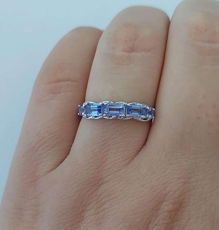 Tanzanite Band in Sterling Silver - Size 9.25