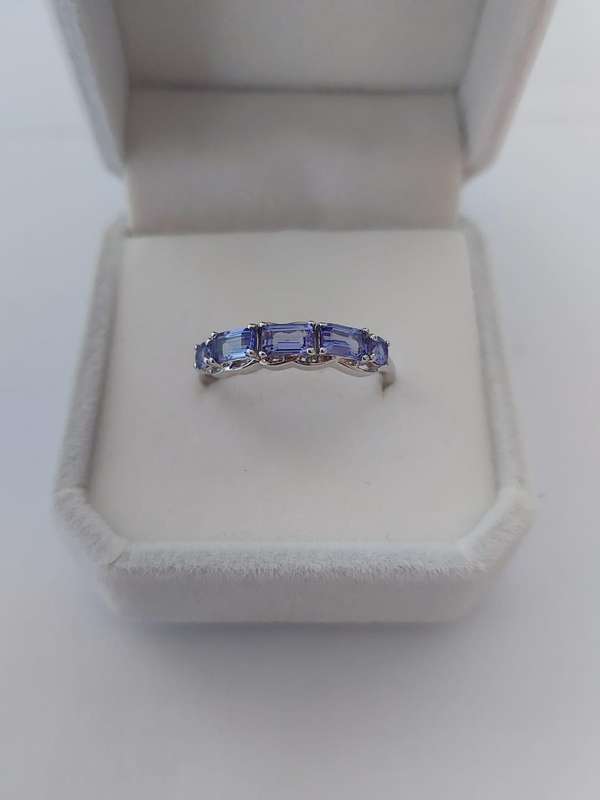 Tanzanite Band in Sterling Silver - Size 9.25