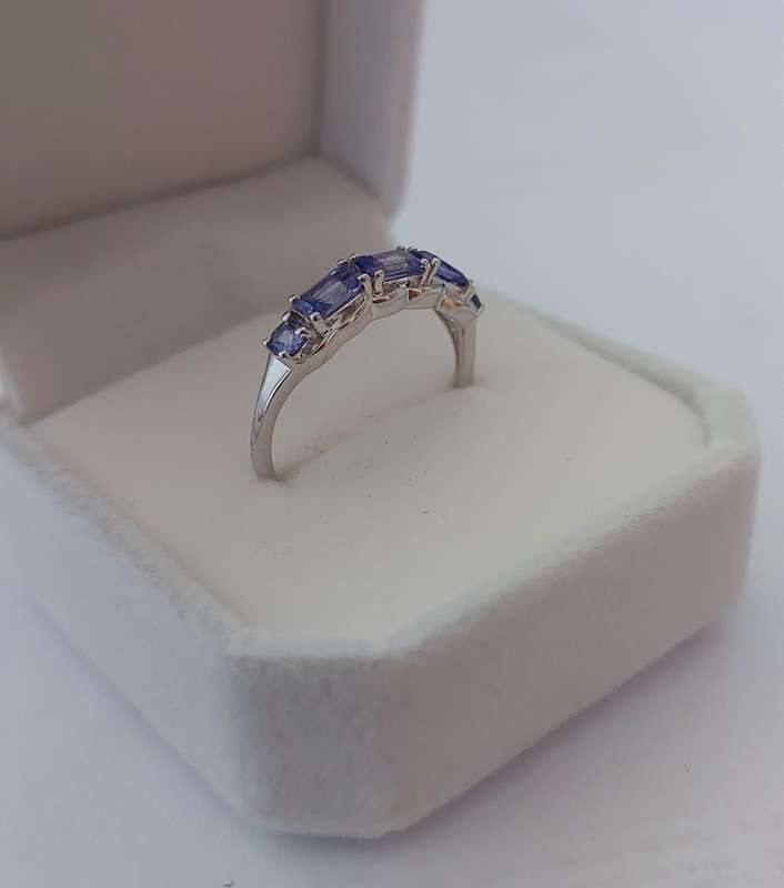 Tanzanite Band in Sterling Silver - Size 9.25