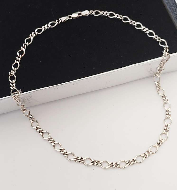 925 Sterling Silver 45cm Figaro Necklace