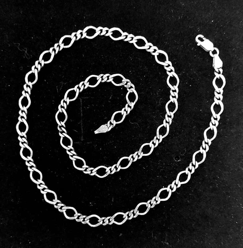 925 Sterling Silver 45cm Figaro Necklace