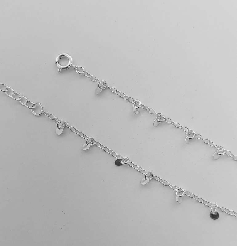 Disk Charm Anklet in Silver