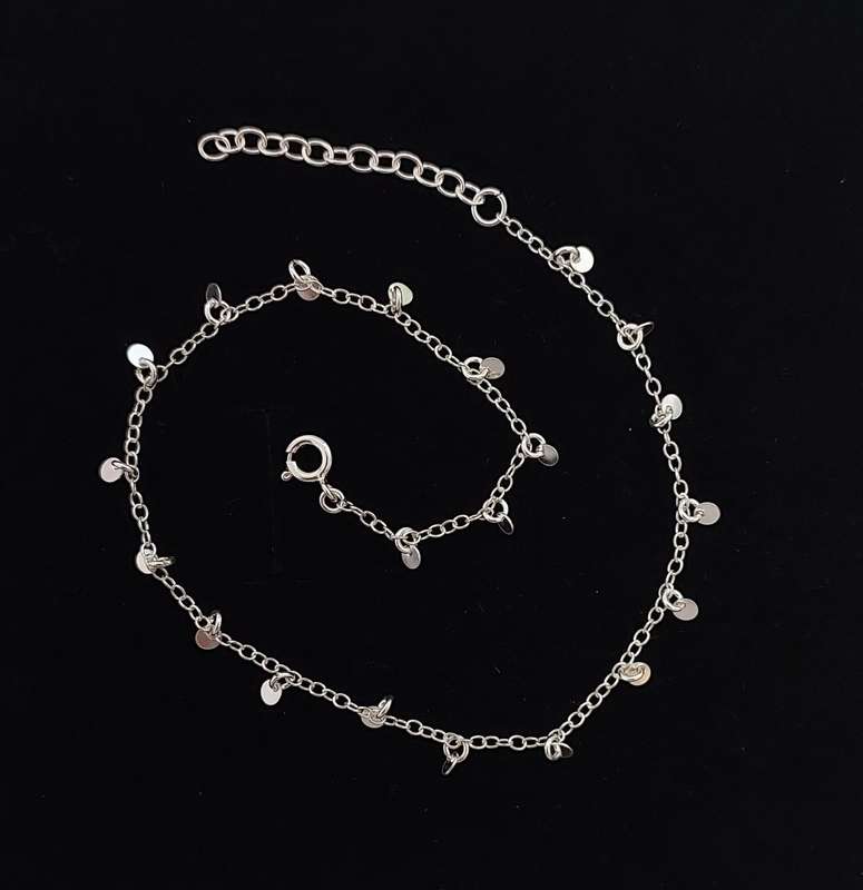 Disk Charm Anklet in Silver