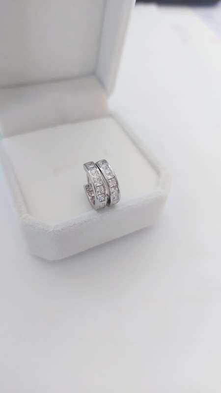 Princess CZ Hug Earrings in Silver