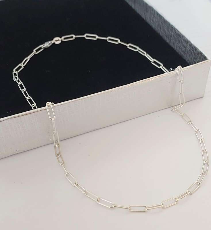 45cm Paperclip style Sterling Silver Chain