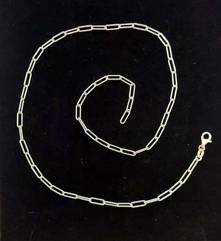 45cm Paperclip style Sterling Silver Chain