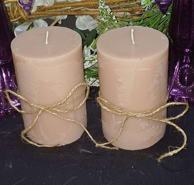 Set of 2 Medium Pink Hand Poured Scented Candles.
