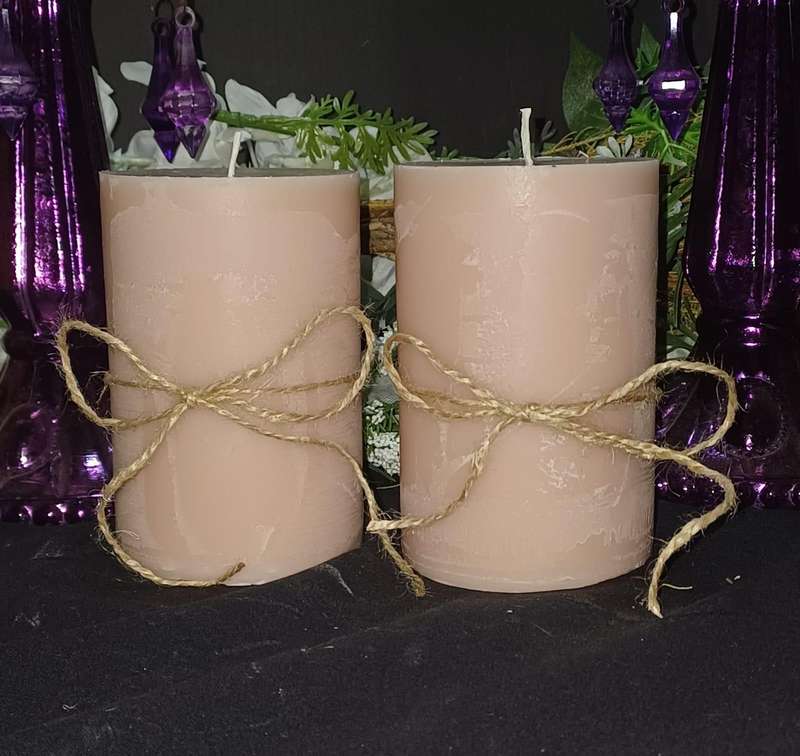 Set of 2 Medium Pink Hand Poured Scented Candles.