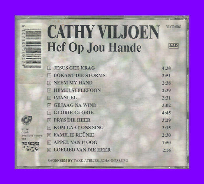 Music CD - Cathy Viljoen - Hef Op Jou Hande