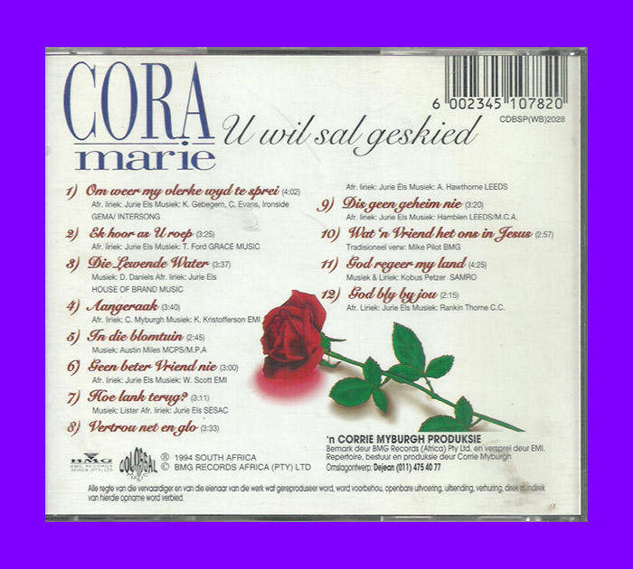 Music CD - Cora Marie - U Wil Sal Geskied (Signed)