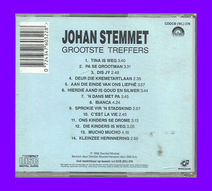 Music CD - Johan Stemmet Grootste Treffers