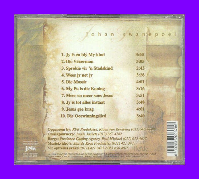 Music CD - Johan Swanepoel - Jy is my kind (Signed)