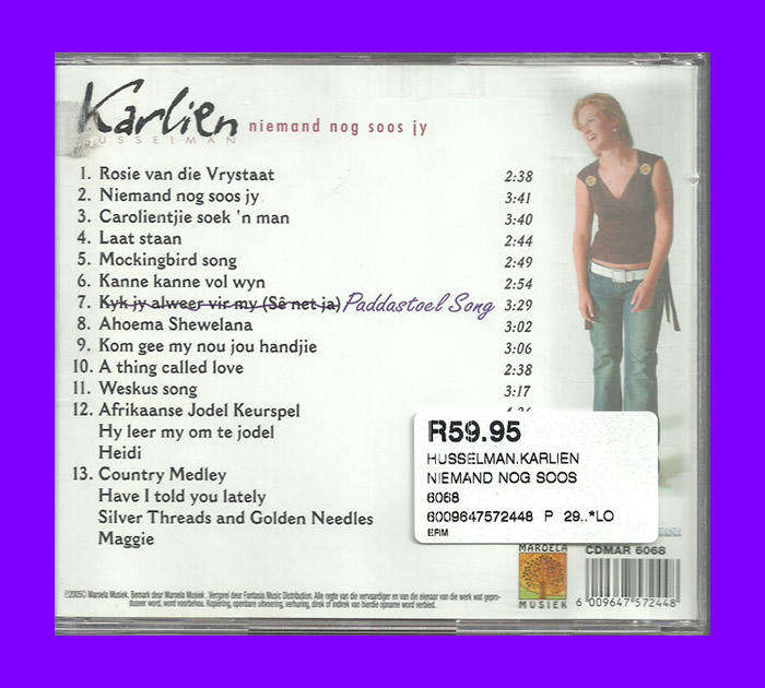 Music CD - Karlien Husselman - Niemand Nog Soos Jy