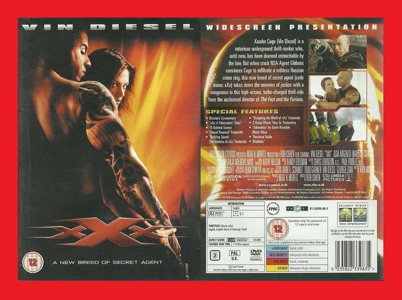 DVD - Vin Diesel xXx - Region 2 (PAL)