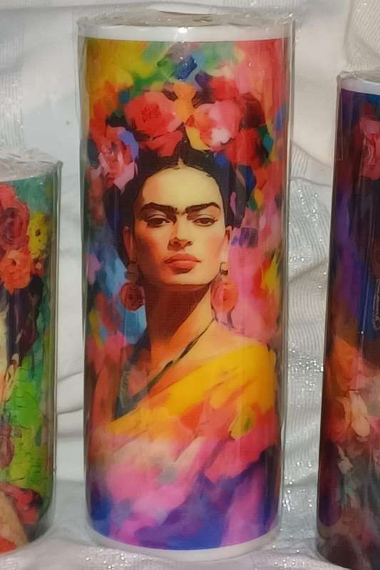 Extra Large Hand Poured Scented Candle with Frida Kahlo Design