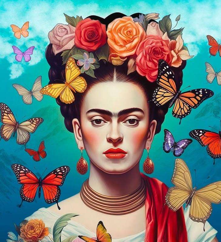 Extra Large Hand Poured Scented Candle with Frida Kahlo Design