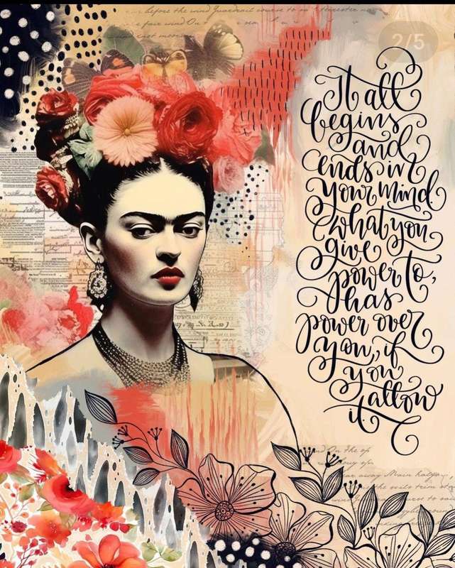 Extra Large Hand Poured Scented Candle with Frida Kahlo Design