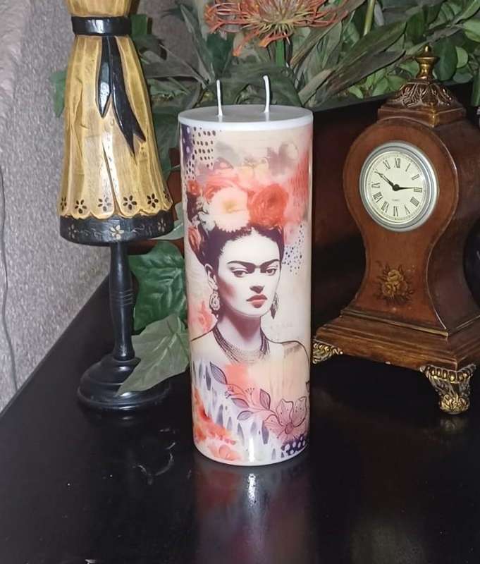 Extra Large Hand Poured Scented Candle with Frida Kahlo Design