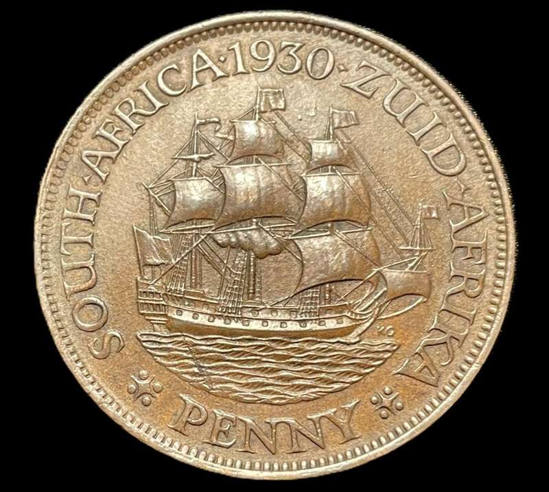 Scarce AU+ 1930 SA Union 1 penny coin - Higher grade coin