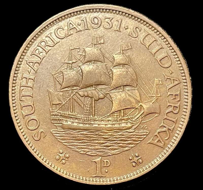Scarce 1931 SA Union 1 penny coin - Higher grade filler coin