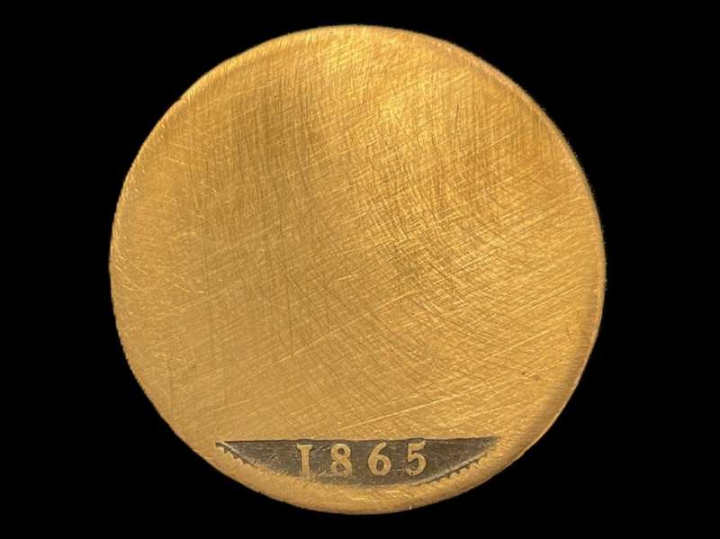 Novelty coin - Sanded down 1865 British copper 1 penny - Only the date remains