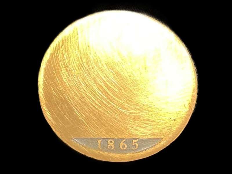 Novelty coin - Sanded down 1865 British copper 1 penny - Only the date remains