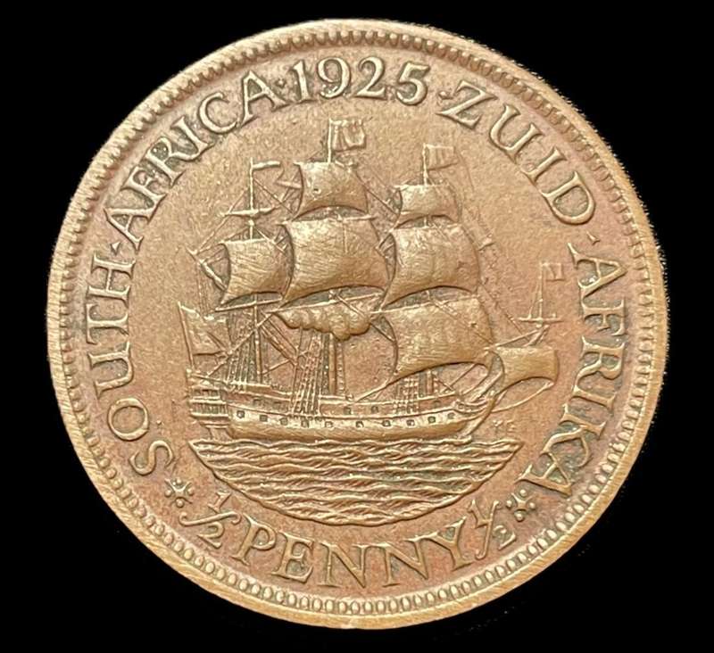Scarce 1925 SA Union ½ penny coin - Higher grade filler coin