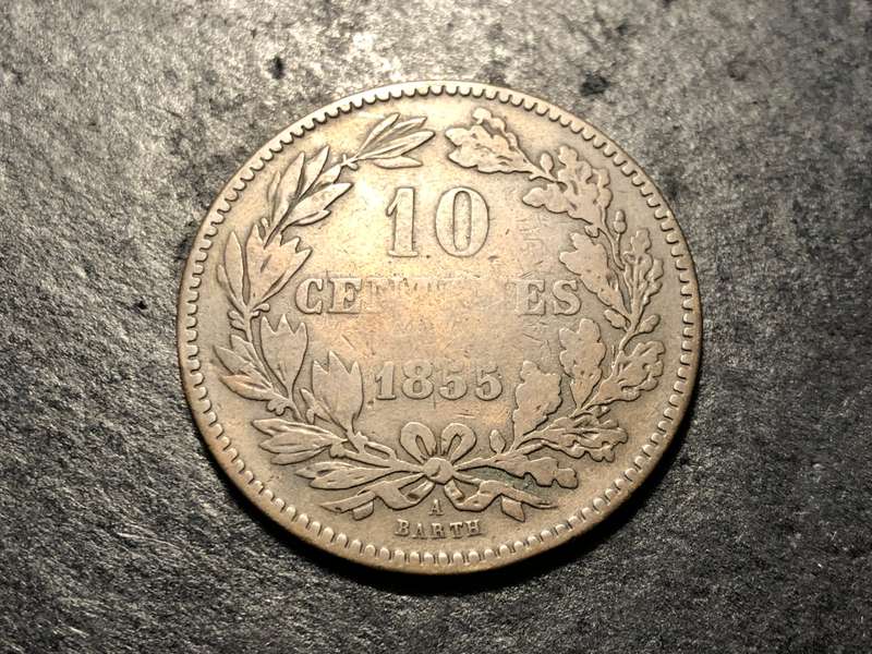 Luxembourg 1855 Bronze 10 centimes coin - Beautiful design