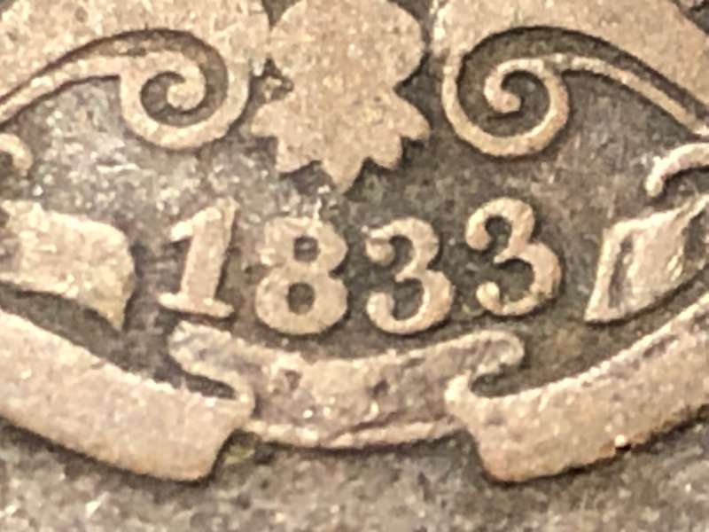 192-years-old British East India Company 1833 Bronze 1/4 anna coin - Paisa (Rare variety)
