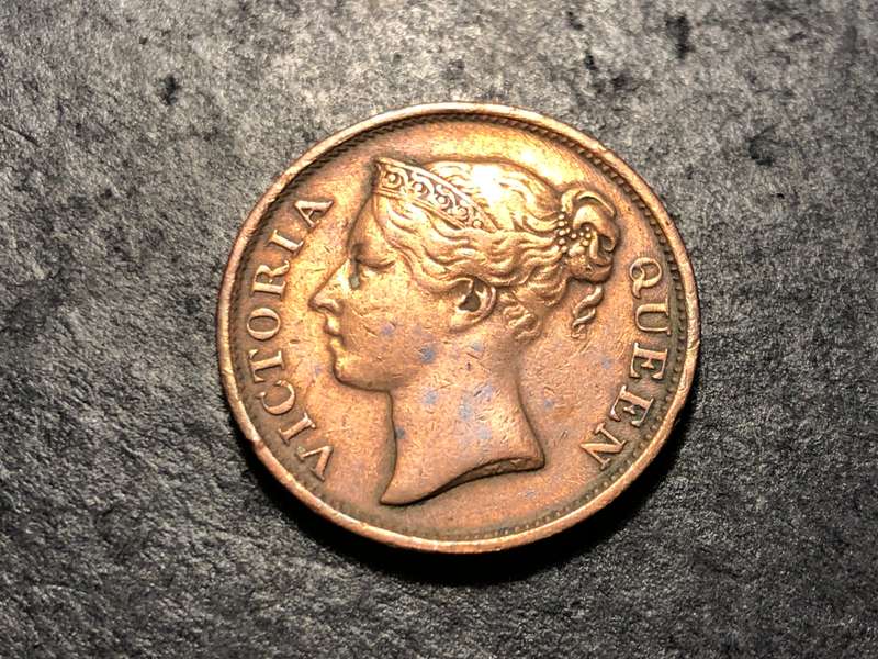 British East India Company - 1845 Bronze half cent coin - Queen Victoria