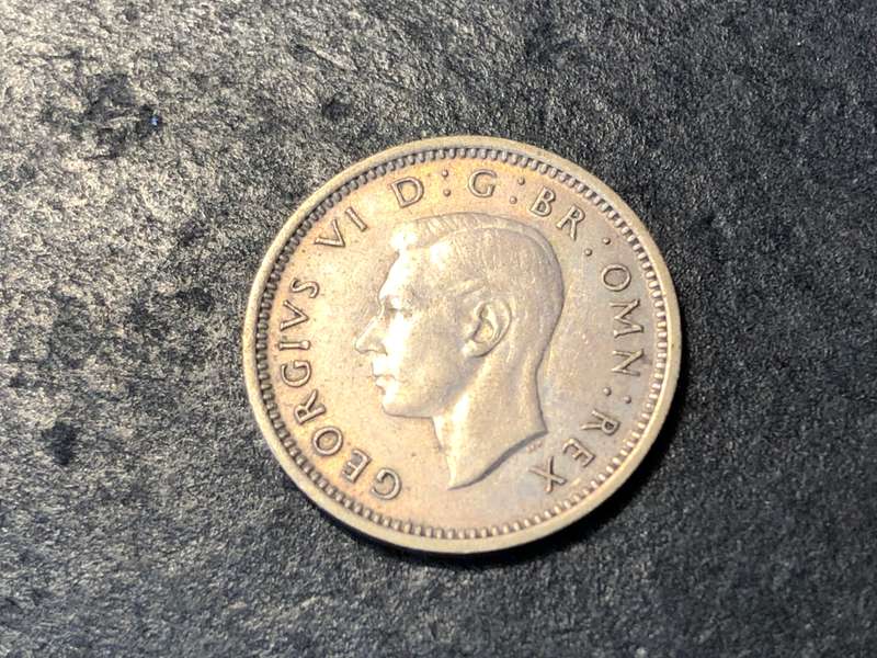SILVER 1937 British 3 pence (tickey) coin - King George VI