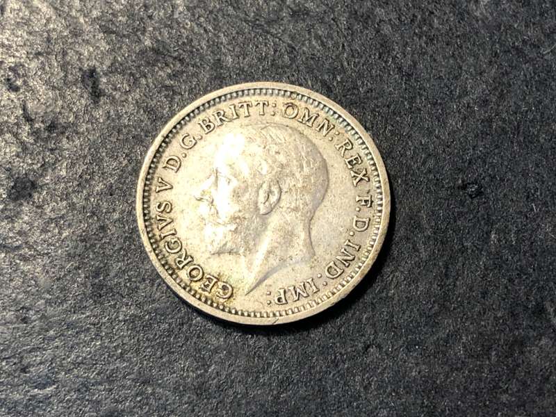 SILVER 1936 British 3 pence (tickey) coin - King George V