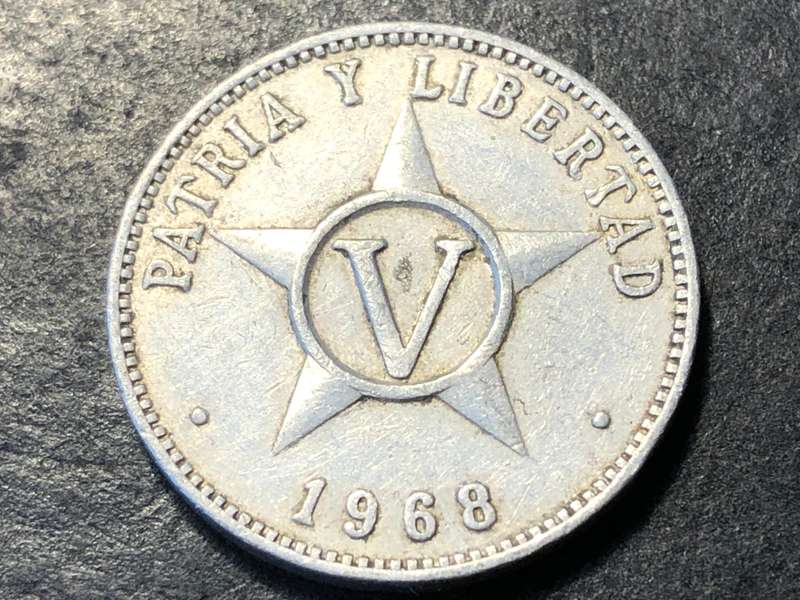 1968 Aluminium 5 cent coin from Cuba