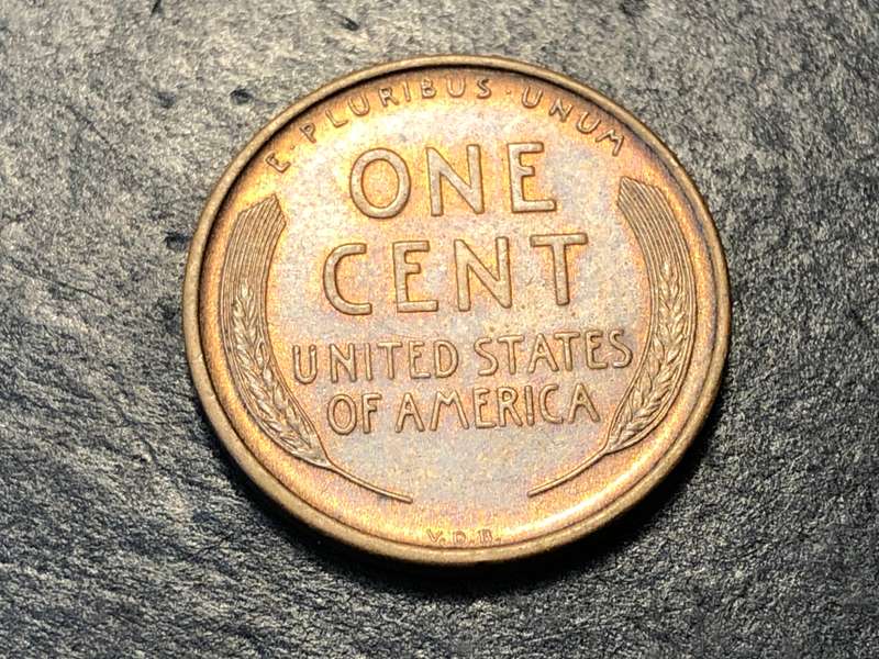 1909 American Wheat penny (1 cent) Bronze coin - VDB Reverse!