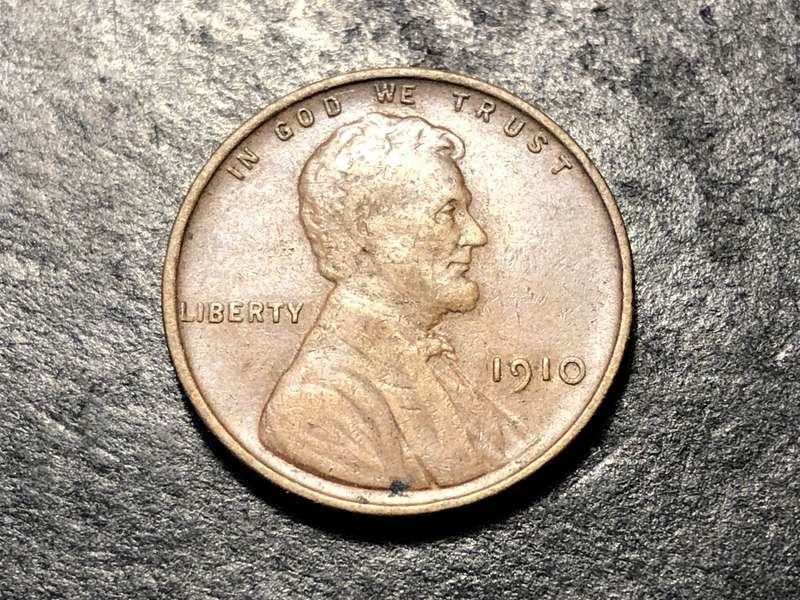 1910 American Wheat penny (1 cent) Bronze coin - No mintmark