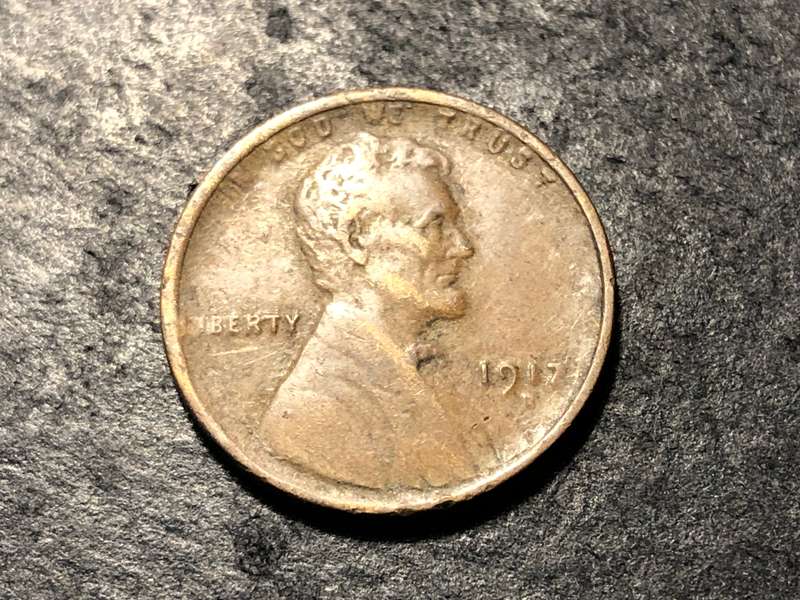 1917 American Wheat penny (1 cent) Bronze coin - Denver (D) mintmark