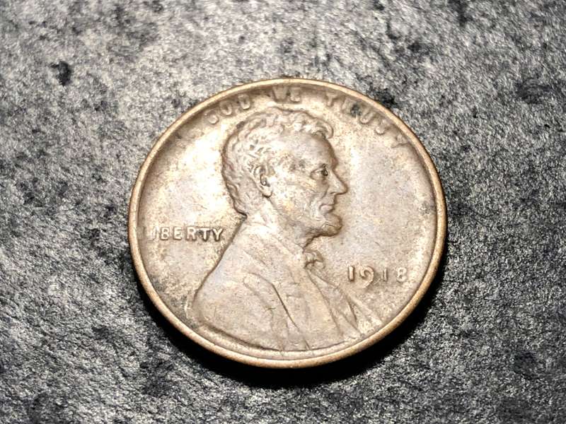 1918 American Wheat penny (1 cent) Bronze coin - No mintmark