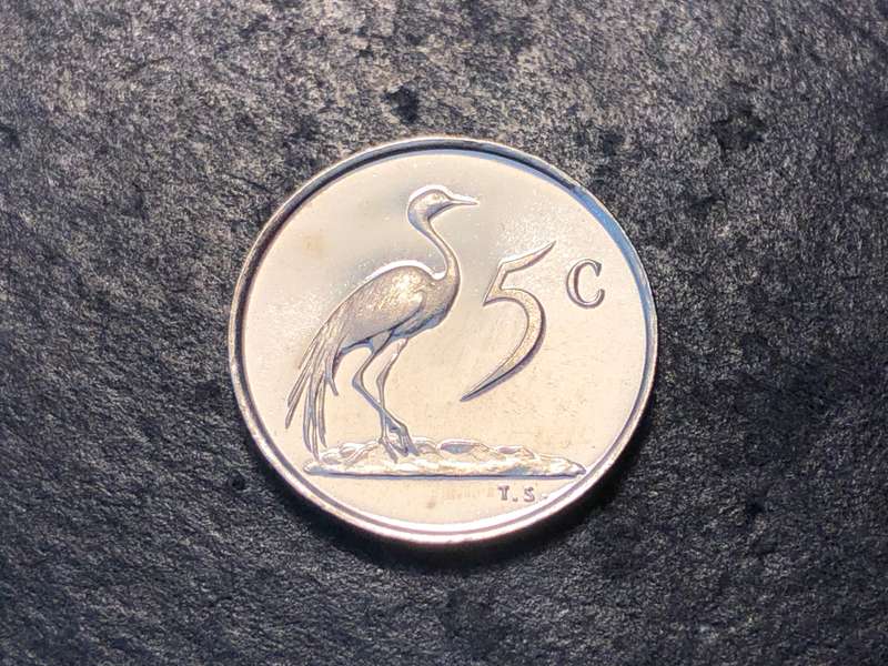 Proof 1968 South African 5 cent nickel coin
