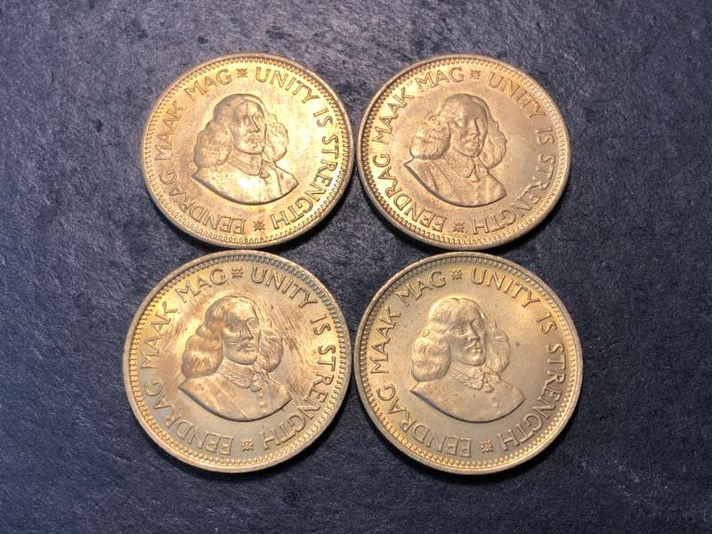Lot of 4 High grade 1964 South African 1/2 cent coins