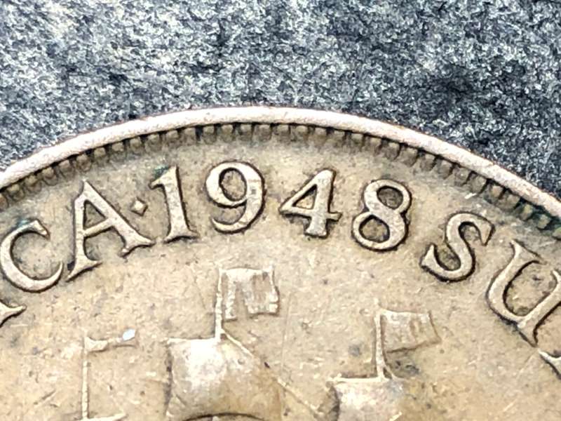 Union of South Africa 1948 Bronze 1 penny coin - No dot after date - As per photo