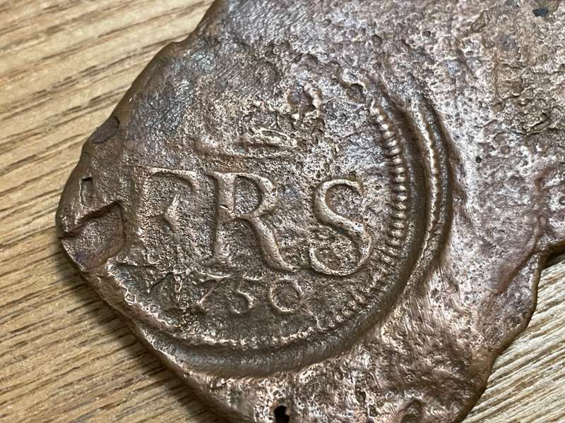 Shipwreck Plate money coin From the Nicobar shipwreck wrecked in 1783 near Cape Agulhas - lot 2 of 3