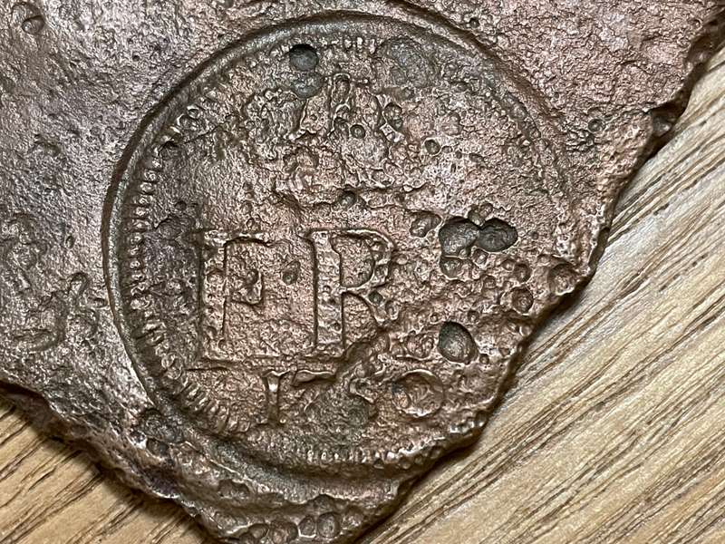 Shipwreck Plate money coin From the Nicobar shipwreck wrecked in 1783 near Cape Agulhas - lot 2 of 3