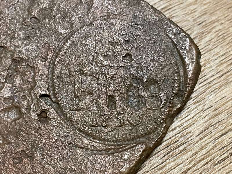 Shipwreck Plate money coin From the Nicobar shipwreck wrecked in 1783 near Cape Agulhas - lot 2 of 3