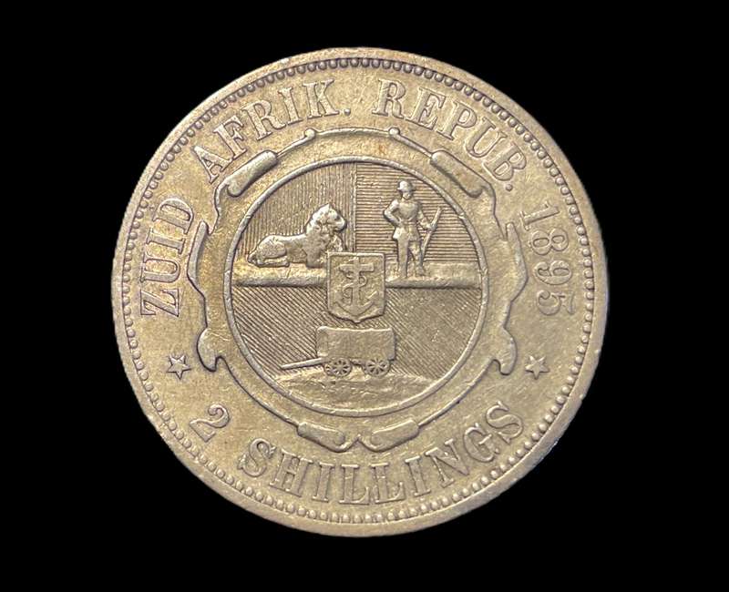 Better grade 1895 ZAR silver 2 shilling (florin) coin - Very scarce date