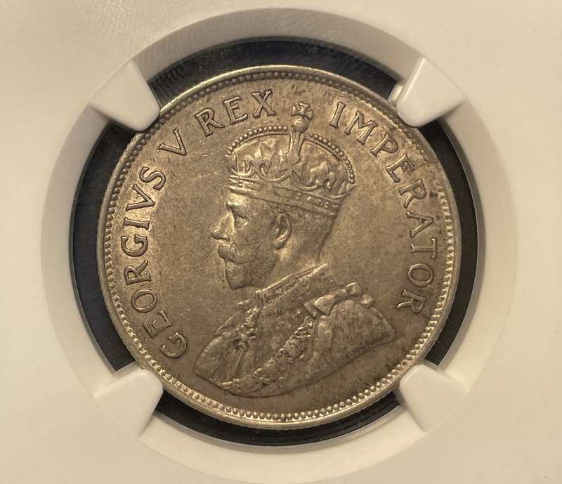 Scarce 1923 SA Union silver 2 ½ shillings coin graded AU50 by NGC