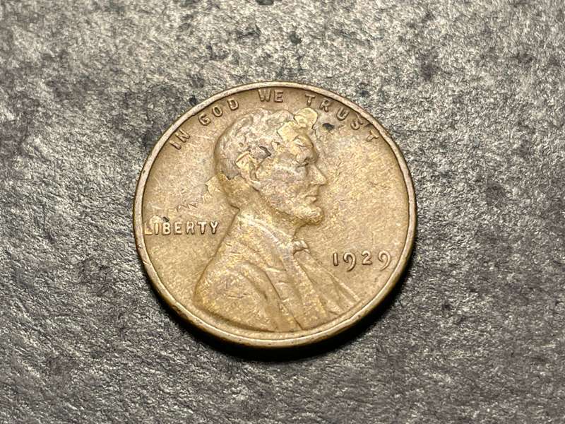 1929 American wheat penny with severe Planchet Lamination Error