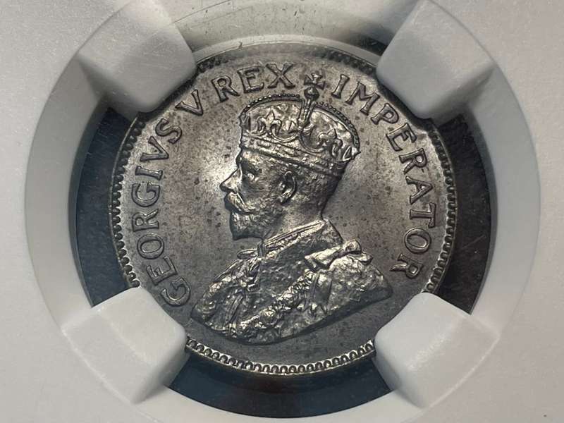 Obsidian-black finish 1932 Bronze farthing (1/4 penny) coin - NGC graded MS63 BN