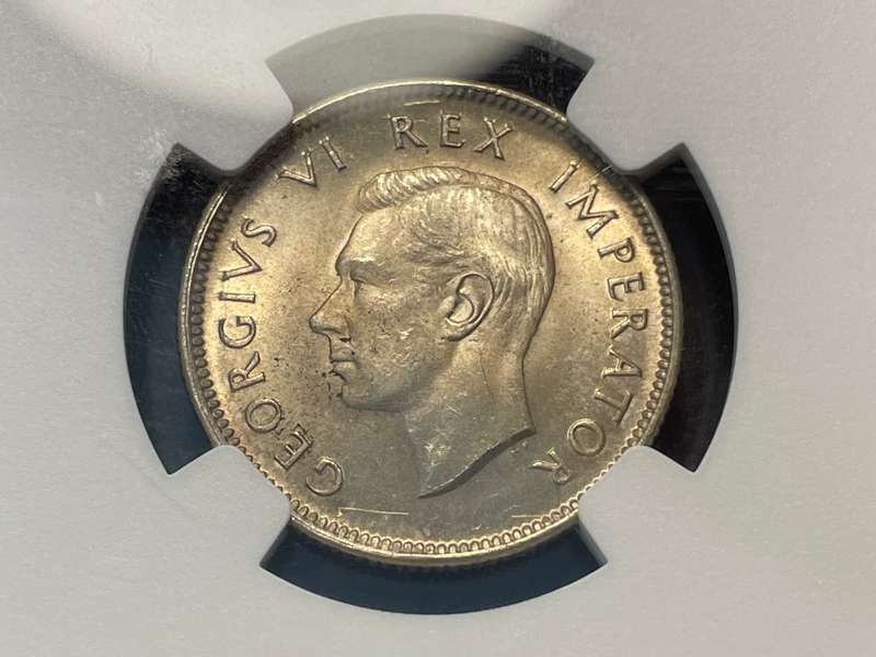 Lustrous 1938 Silver 1 shilling (1/-) coin - NGC graded MS63 - Only 14 graded better at NGC