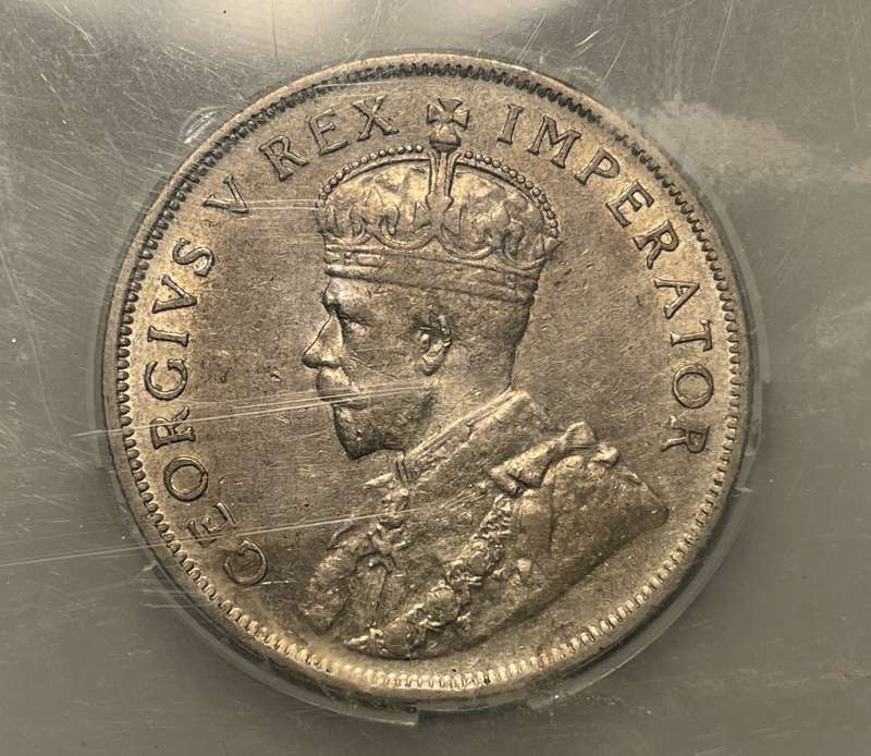 Scarce 1935 SA Union silver 2 shilling coin Graded AU53 by SANGS - Catalogue value is R10,000
