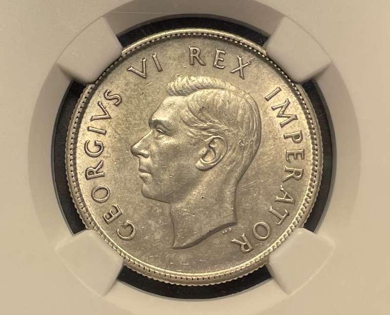 RARE 1938 SA Union silver 2 shilling coin in UNC! - Graded UNC Det. by NGC - Catalogue value is R10K